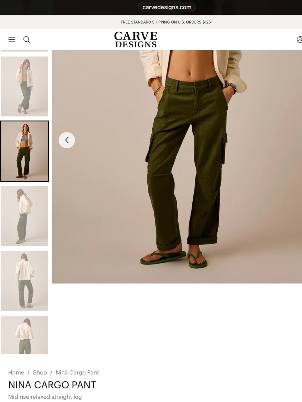 Carve Designs Nina Cargo Pant — Olive